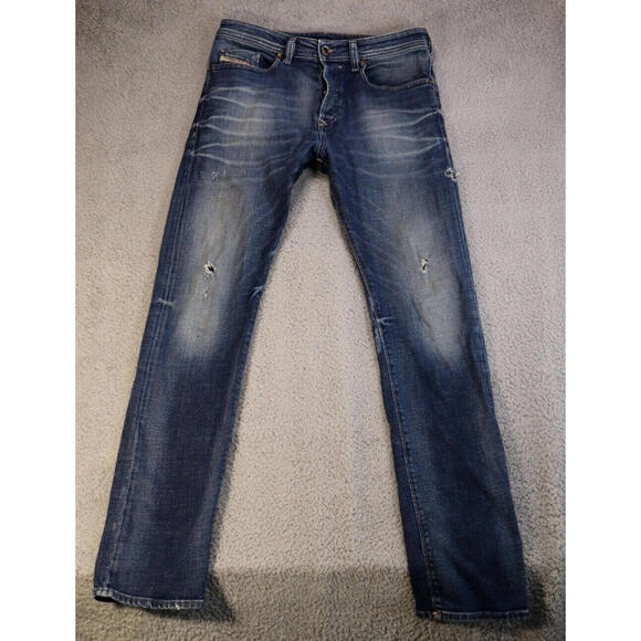 Diesel Mens Buster Jeans 30x32 Blue Slim Taper Distressed - Picture 1 of 12
